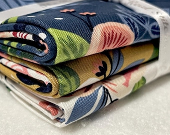 Fat Quarter Fabrics Bundle, Mary Poppins Spoonful of Sugar Floral quilting cotton precuts, Jennifer Long sewing material, Riley Blake, 3 pcs