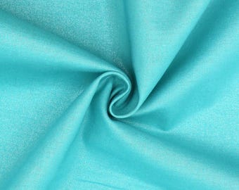 Metallic Fabrics, Kona Sheen Foil Aquatic quilting cotton fabric by the yard and half-yard, Robert Kaufman shiny sewing material, shimmer