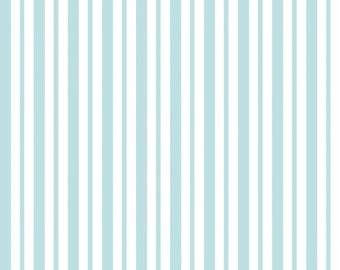 Kimberbell Basics Fabric Teal Mini Awning Stripe quilt cotton sewing material, Listed by the Yard & Half Yard continuous cut, Maywood Studio