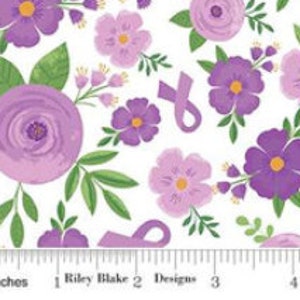 Strength in Lavender Fabric White Floral quilt cotton sewing material, Listed by the Yard and Half Yard continuous cut, Riley Blake Designs image 7