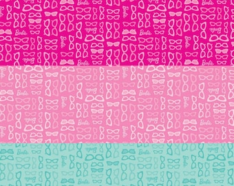 Barbie Fabric, Barbie World Glasses quilt cotton fabric by the yard and half-yard, licensed print, Riley Blake Fabrics
