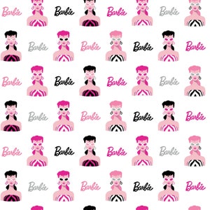 Barbie Fabric Main on White, Barbie Mattel from Riley Blake Designs Priced by the Half Yard