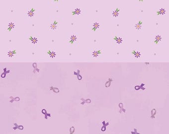 Strength in Lavender Fabric Ditsy Ribbons quilting cotton sewing material by the yard and half-yard