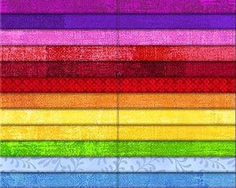 Jelly Roll Fabric Bundle, Magic Colors Essential Gems 40 Karat Quilting Cotton Material Strips