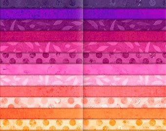 Jelly Roll Fabric Bundle Solar Flare Fundamentals quilt cotton sewing material, 40 strips