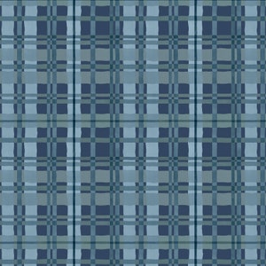 Green Fields Fabric Blue Plaid quilt cotton sewing material by Lisa Audit, Listed by the yard and half yard continuous cut, Wilmington
