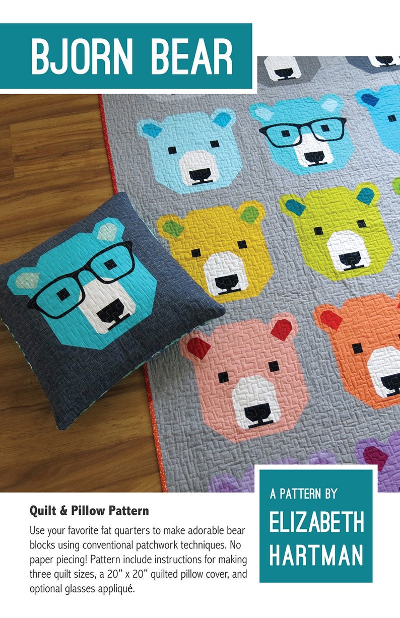 Bjorn Bear Quilt Pattern by Elizabeth Hartman from Oh Fransson Quilts quilt and pillow pattern