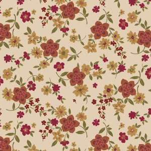 Ginger Grove Fabric Cream Floral quilt cotton sewing material, Listed by the yard and half yard continuous cut, Nancy Rink Marcus Fabrics