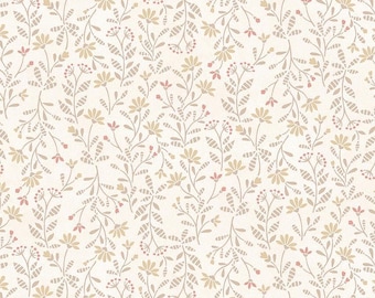 Cream Pink Calico Fabric, Hearth & Home classic quilting cotton fabrics, Janet Nesbitt floral sewing material, Henry Glass blender cloth
