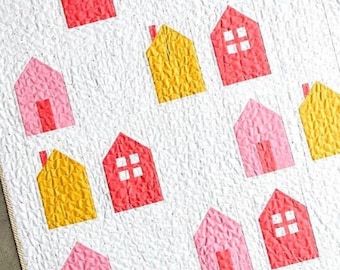 Cozy Village Quilt Pattern: Modern House Block Design, Fat Quarter Friendly