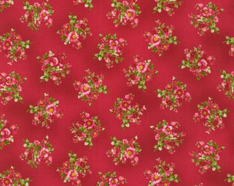 Flowerhouse Fabric Bouquet of Roses Woodrose Bouquets cotton quilt sewing material, Listed by Yard & Half Yard continuous cut, Debbie Beaves