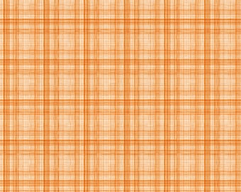 Wellness Retreat Yourself Fabric Orange Plaid quilt cotton sewing material, Listed by the Yard & Half Yard continuous cut, Emma Schonenberg