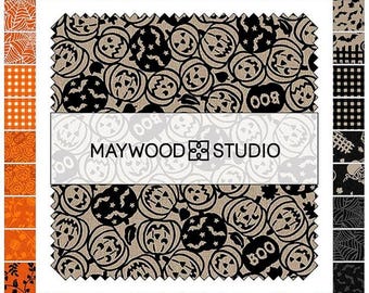 Charm Pack Bundle, Pumpkin Grove Quilting Cotton Fabric 5" Square Precuts, Halloween Sewing Material, Maywood Fall Harvest Fabrics, 42 pcs