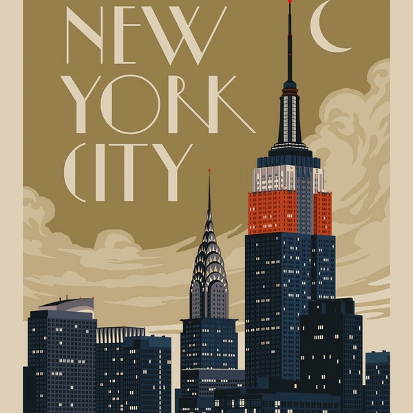 Destinations Fabric Panel New York Skyline quilt cotton sewing material 36 x 43 inch piece, Anderson Design for Riley Blake