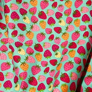 Calico Cowgirls Fabric Teal Strawberry Pie quilt cotton material by the yard and half-yard
