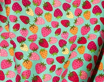 Tissu calicot Cowgirls en coton bleu sarcelle pour tarte aux fraises par mètre et demi-mètre