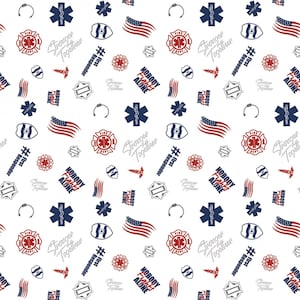 Nobody Fights Alone Fabric First Responders quilt cotton sewing material, Listed by the half yard continuous cut, Riley Blake Designs