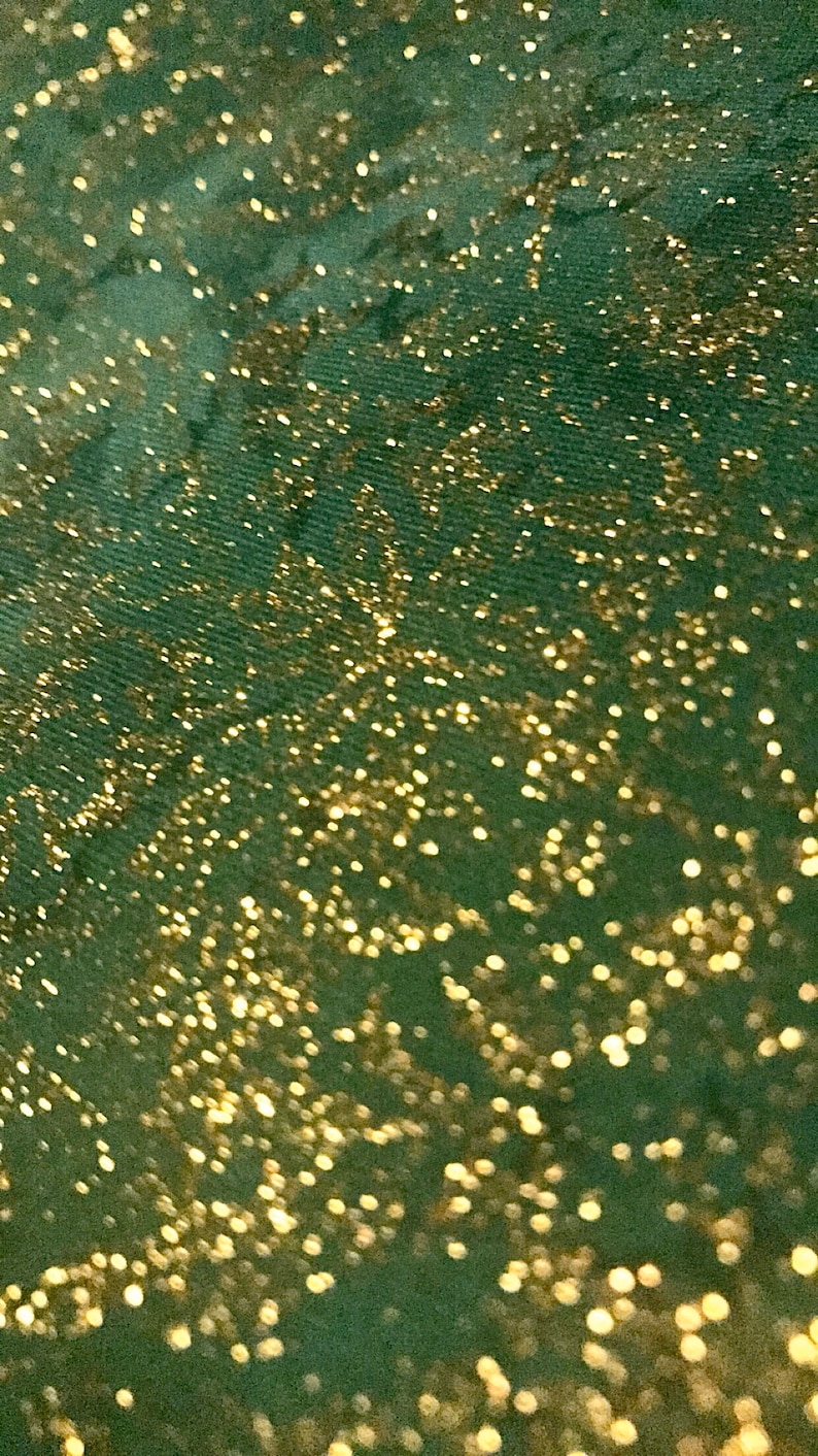 Fairy Frost Fabric Evergreen Gold Glitter quilt cotton sewing material, Listed by the Yard and Half Yard continuous cut, Michael Miller image 3