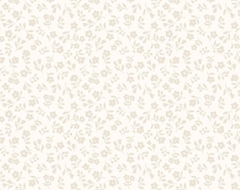 Floral Fabric, Elizabeth Cream Tonal Ditsy quilting cotton sewing material by the yard and half-yard