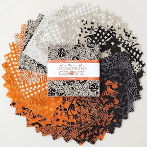 Charm Pack Bundle, Pumpkin Grove Quilting Cotton Fabric 5" Square Precuts, Halloween Sewing Material, Maywood Fall Harvest Fabrics, 42 pcs