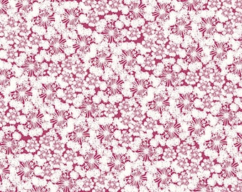 Serenity Fabric Pink Bold Lace Flowers quilt cotton floral sewing material, Listed by the Half Yard continuous cut, FabScraps Fabrics