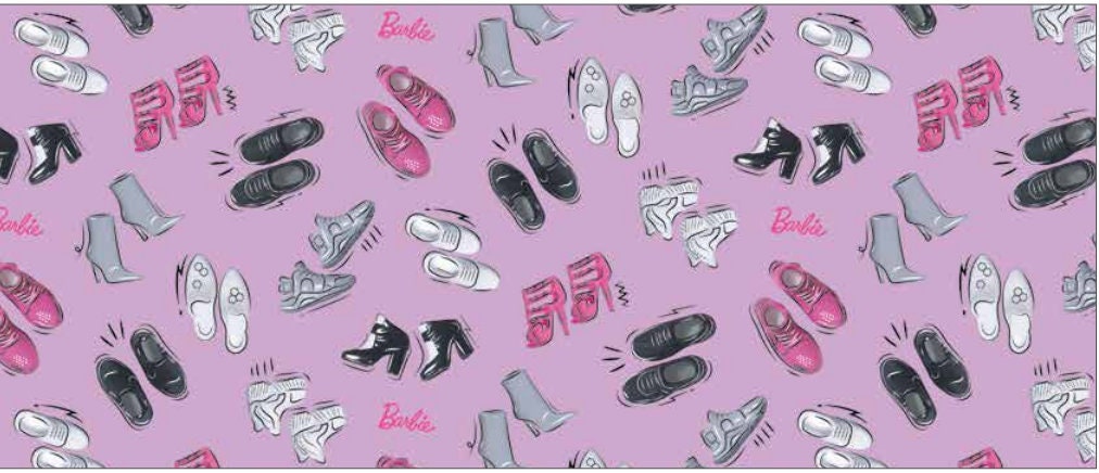 Barbie Cotton Fabric by the Yard Barbie Girl Shoes Lilac 