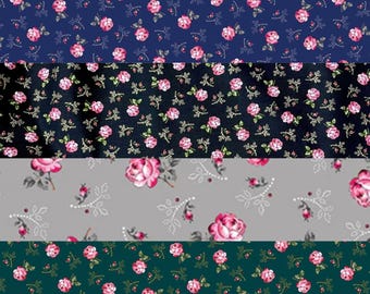 Floral Fabrics, Promise Me Teacups Pearlescent quilting cotton fabric by the yard and half-yard, Pat Sloan sewing material