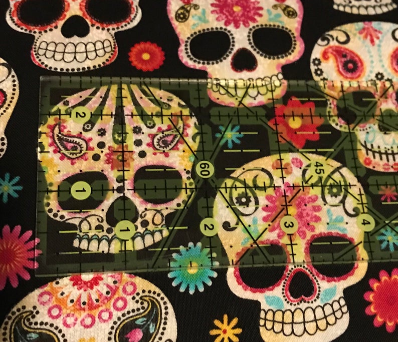 Sugar Skulls Day of the Dead Black Fabric Day of the Dead Kitty Fabric Collection for Timeless Treasures Priced by Half Yard Increments