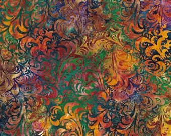 Twirl & Swirl Batik Quilting Cotton Fabric by the Yard, Bold 'n Brazen Sewing Material, Riley Blake Designs Bluegrass Elementals Batiks