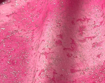 Fairy Frost Fabric Electric Pink Silver Glitter quilt cotton material by the yard and half-yard