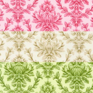 Flowerhouse Fabric Bouquet of Roses Damask quilt cotton sewing material by the yard and half-yard