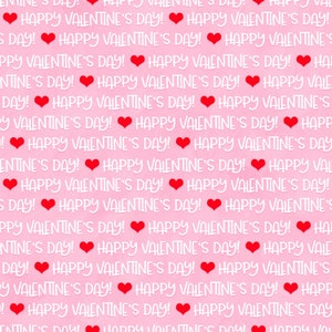 Gnomie Love Fabric Pink Valentines Words quilt cotton sewing material by Shelly Comisky, Listed by the yard and half yard continuous cut
