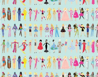 Barbie World Fabric Powder Dolls quilt cotton sewing material, Listed by the Yard and Half Yard continuous cut, Riley Blake Designs