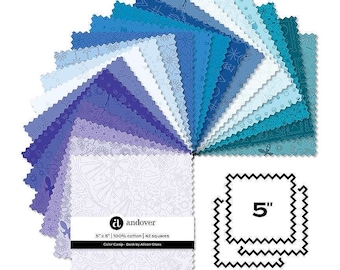 Charm Pack Fabric Bundle, Dusk Quilting Cotton Precuts, Color Camp sewing material, Alison Glass Fabrics, 42 Squares, Andover