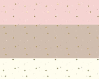 Tonal Fabrics. Sparkler with Gold Metallic quilting cotton fabric by the yard and half yard, Riley Blake sewing material, Pink Beach White
