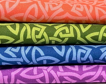 Fat Quarter Fabric Bundle, Celeste Celtic Knots quilt cotton sewing material, 4 pieces