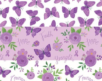 Floral Fabrics, Strength in Lavender quilting cotton fabric by the yard and half-yard, sewing material