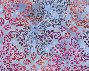 Swirl the Rainbow Batik Quilting Cotton Fabric by the Yard, Fireworks Sewing Material, Riley Blake Designs Colorful Damask Print Yardage