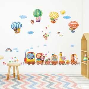 Decowall DA-1406 Animal Train and Hot Air Balloons Wall Stickers - Etsy