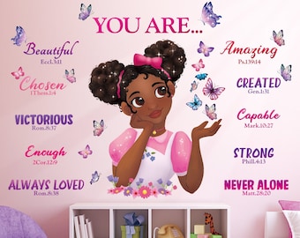 DECOWALL SG2-2315 Pegatinas de pared mágicas de chica negra