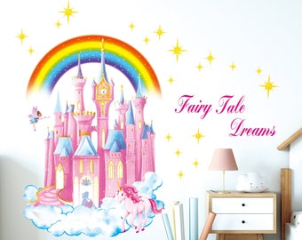 DECOWALL SG-2207 Large Rainbow Castle Quote Wall Stickers