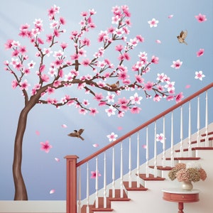 DECOWALL SG4-2306 Cherry Blossom Tree Wall Stickers
