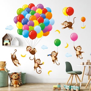 DECOWALL SG-2202 Balloons Monkey Wall Stickers