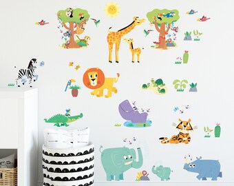 DECOWALL DW-1909 Happy Jungle Dieren Muurstickers