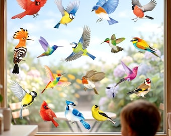 DECOWALL Bird Window Clings – Colourful Flying Bird Stickers for Windows, Glass or Sunroom Decor (CDS4-9003)