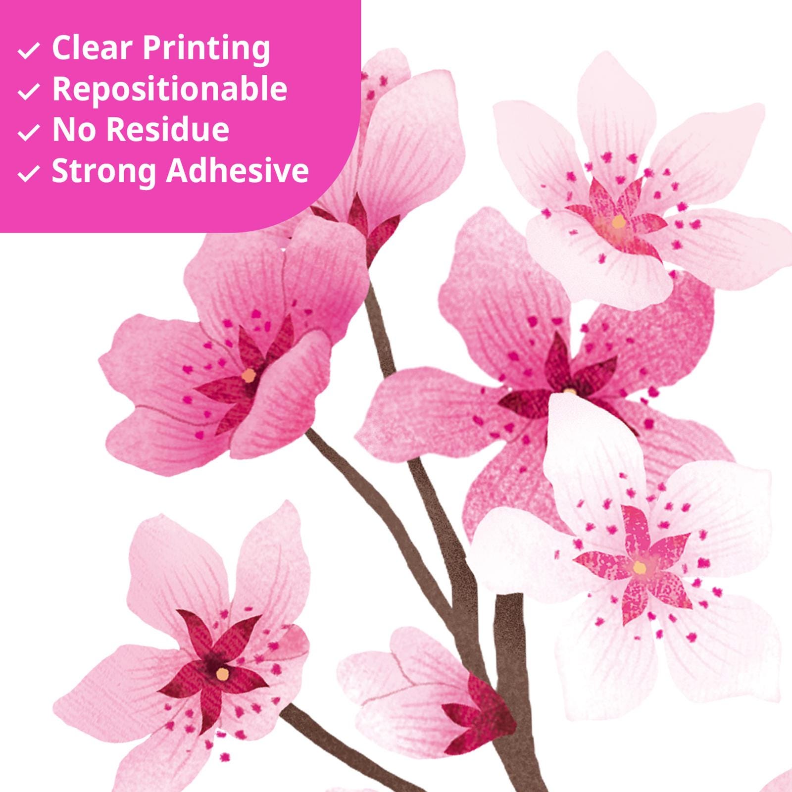 DECOWALL Cherry Blossom Tree Wall Art Prints – Pink Flower Branch ...