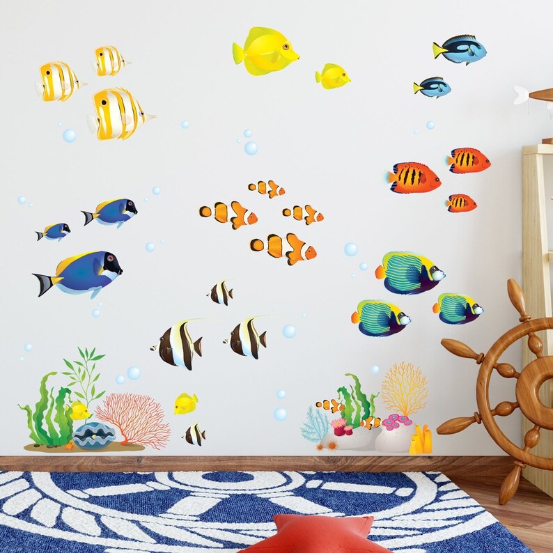 Decowall DWT1811 Coral Reef Fish Kids Wall Stickers Wall Etsy