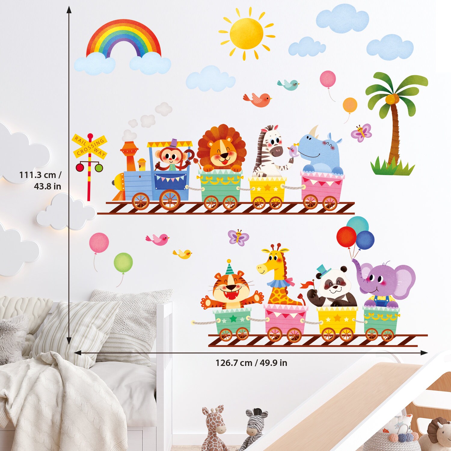 DECOWALL SG-2205 Colorful Animal Train Wall Stickers - Etsy