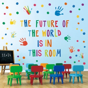 thumbnail image 2 of DECOWALL DS8-8050 Hand Print Quotes Wall Sticker Kids Decorate Wall Sticker Kids Nursery Bowl And Stick Removable Alphabet Art Girl Room Motivation Boy Rainbow Circle 2 of 13