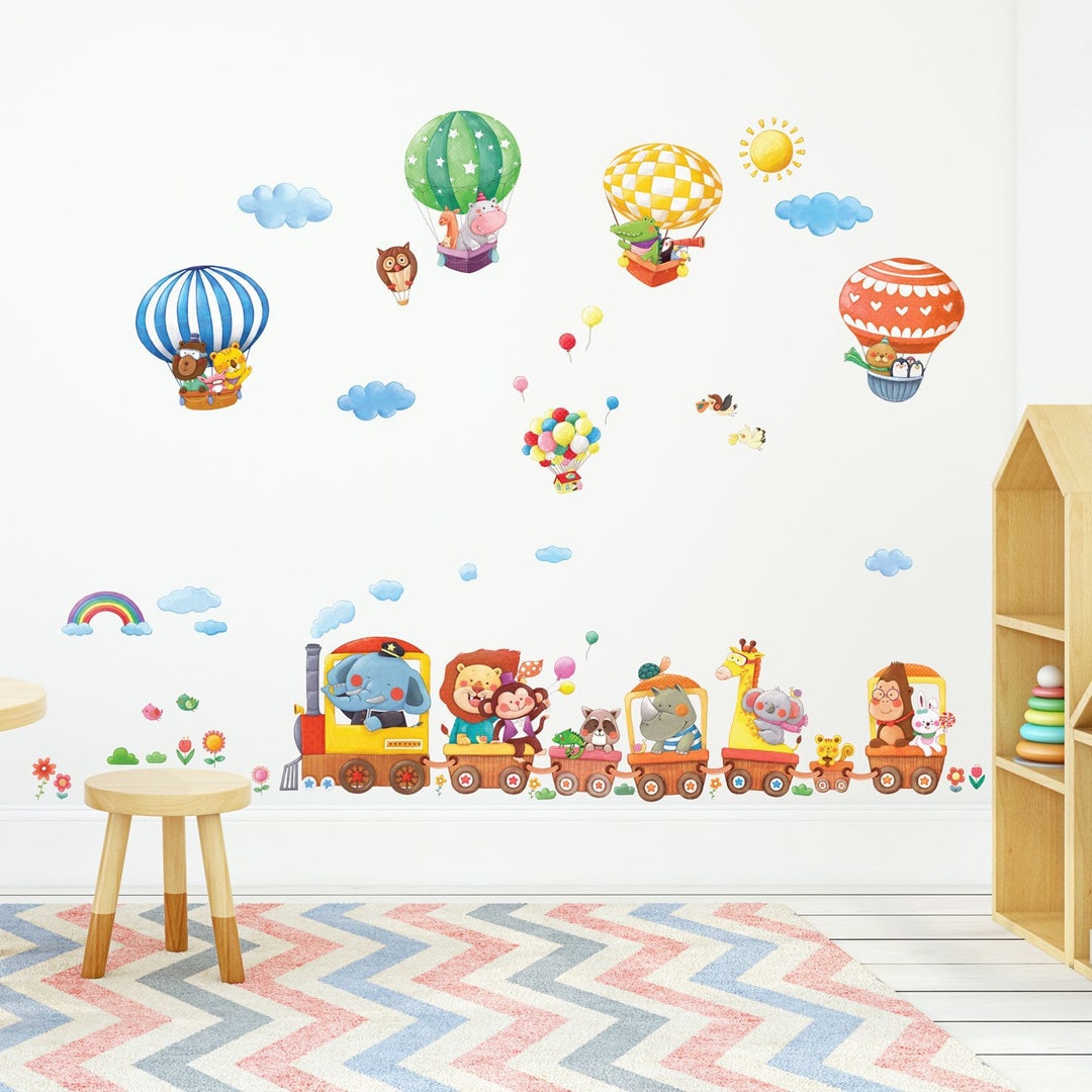 Decowall DA-1406 Animal Train and Hot Air Balloons Wall Stickers - Etsy